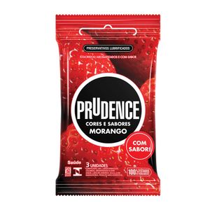Preservativo Prudence Morango com 3 unidades